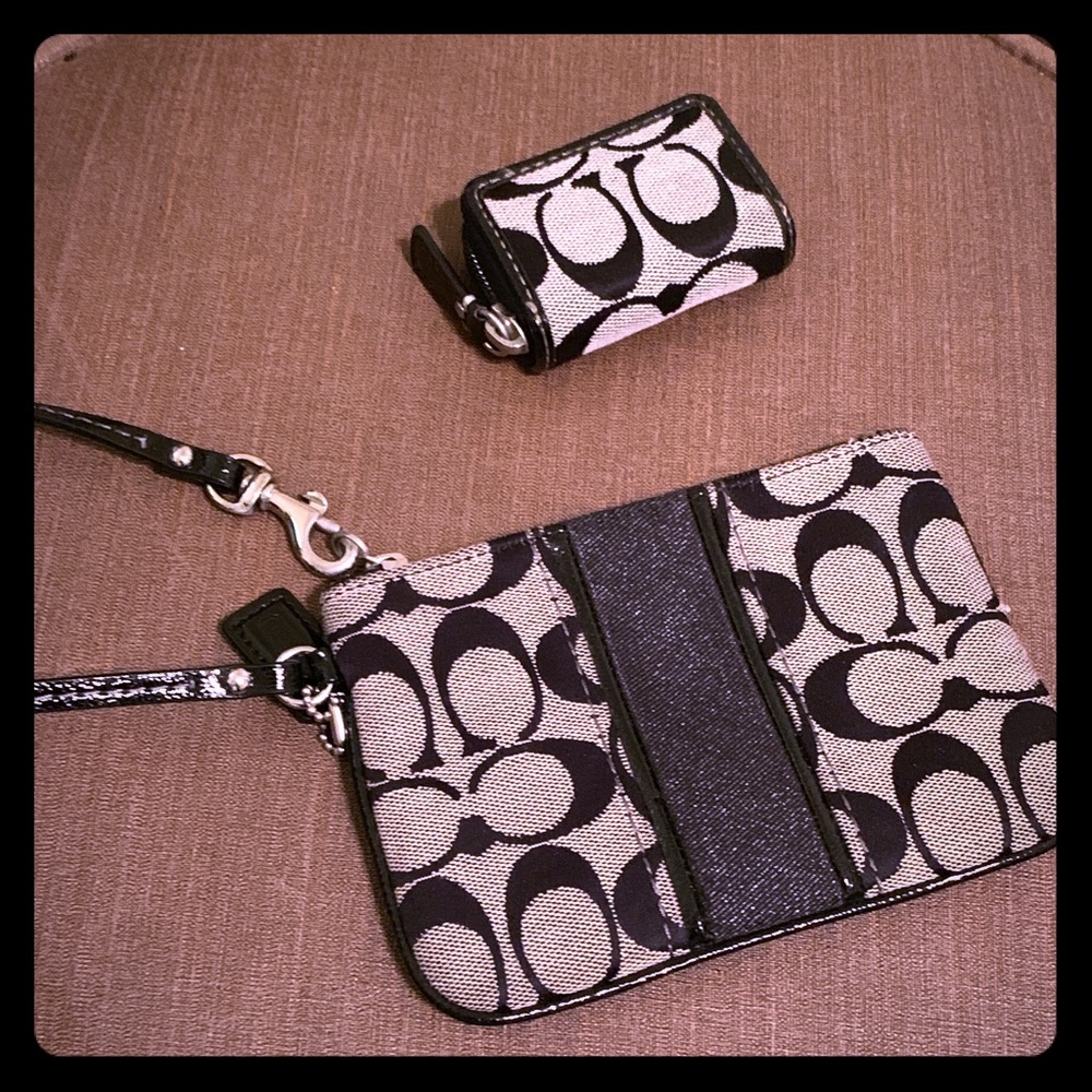 Coach wristlet and traveling contact case - black